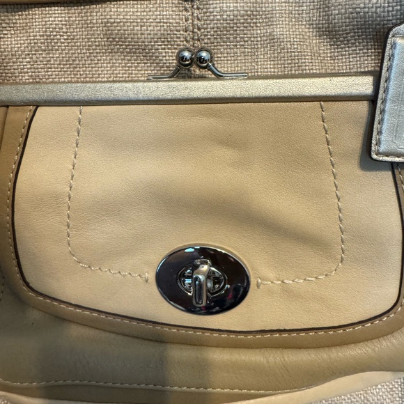 Coach Cream and Silver Satchel with Structured Design - Picture 6 of 9
